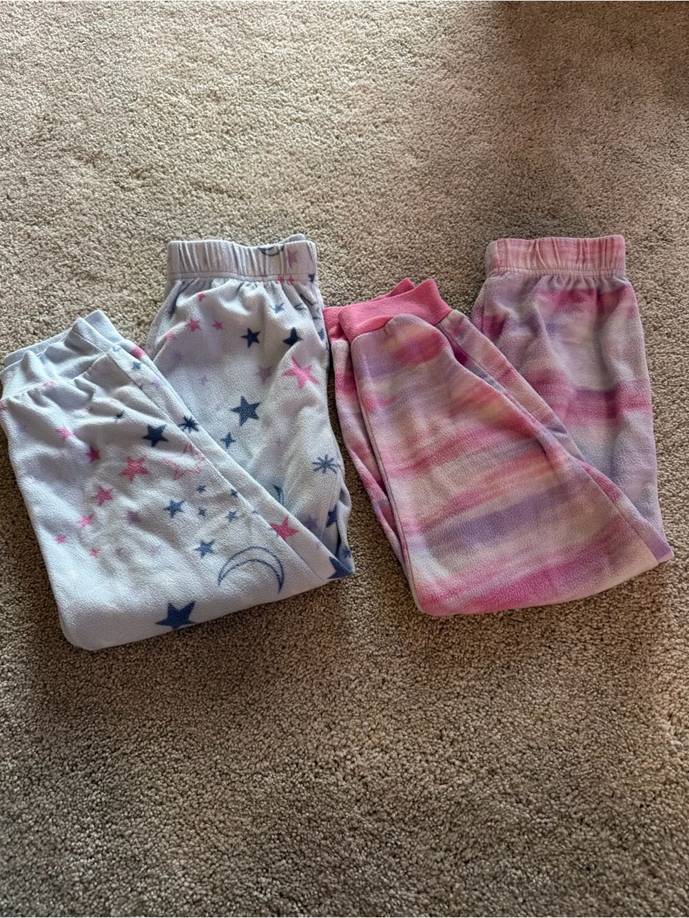 Kids Pink Star & Stripe Fleece Pajama Pants - 2 Pack